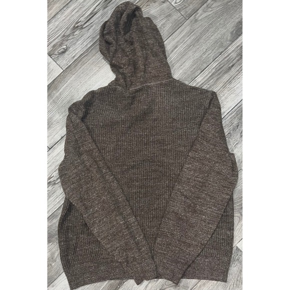 Gap Men Waffle Knit Hoodie Sweatshirt Brown Heathered Size L - Picture 2 of 3